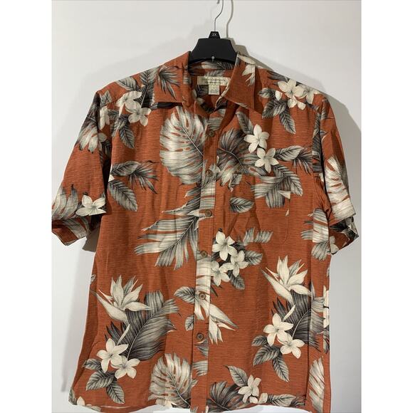Island Republic 100% Silk Shirt Mens L Hawaiian Tropical Button Up - Picture 1 of 5